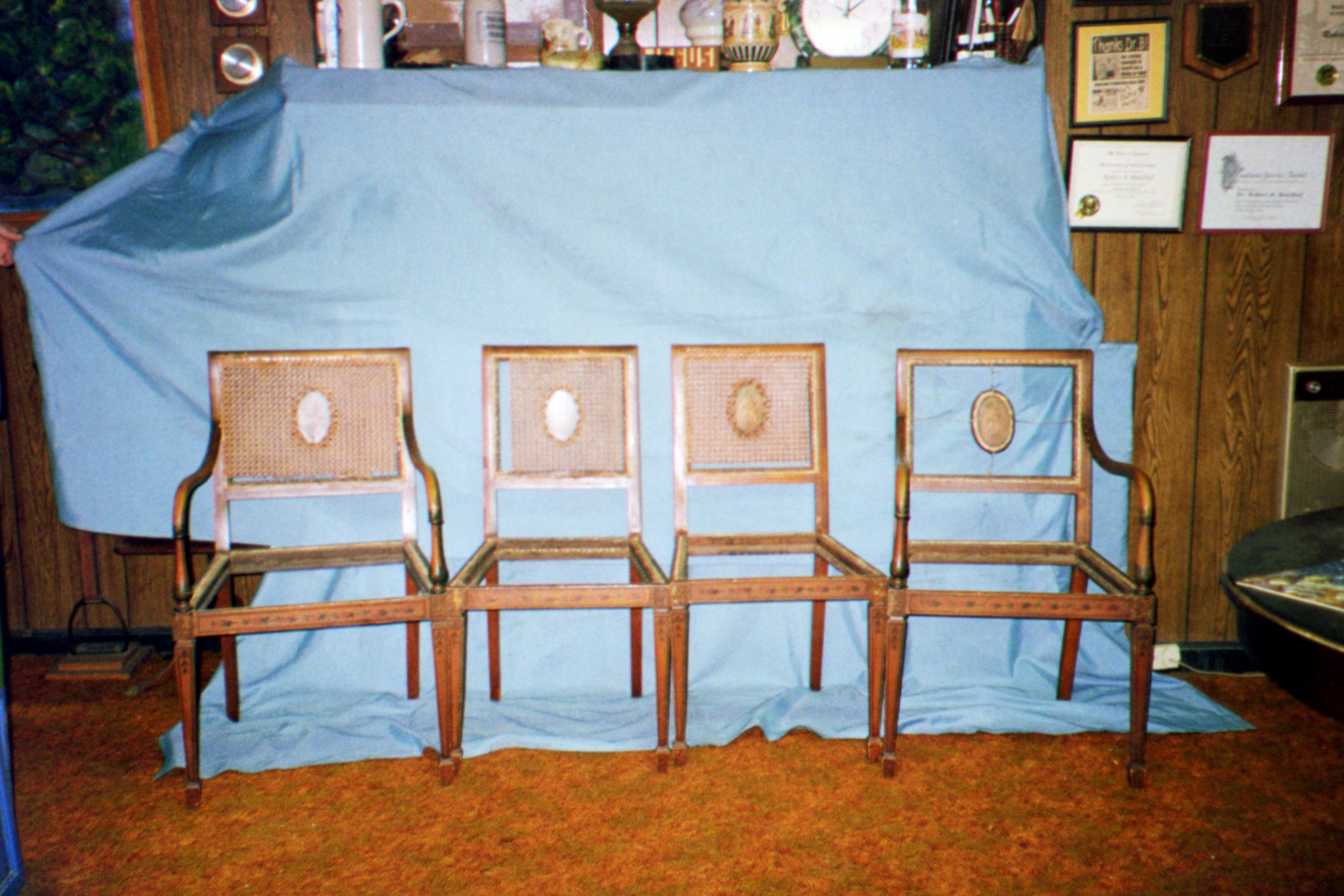 6 chairs longing to be
                  restored to their uniform glory